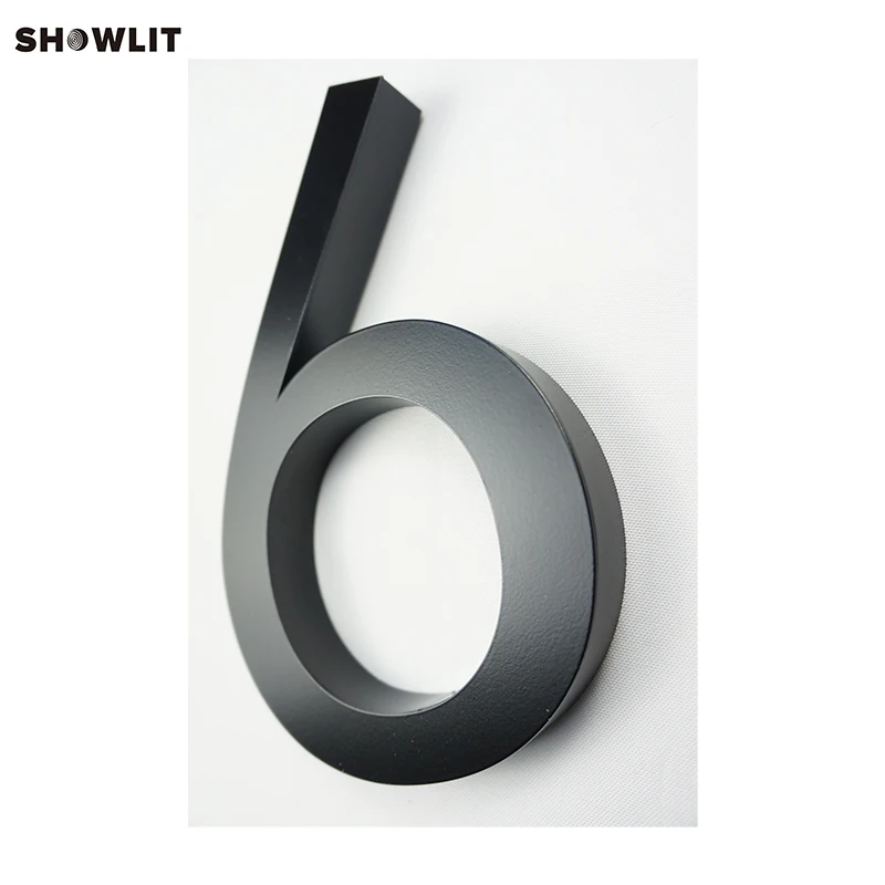 Wall Mounted Black/Dark Brown 3D Stainless Steel Metal Door Numbers for Hotel