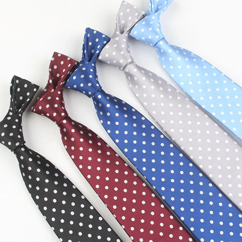 8 cm Men\'s skinny fashion dot neckties men slim polyester neck tie Polka Dot Man polyester jacquard neckies for Gentlemen