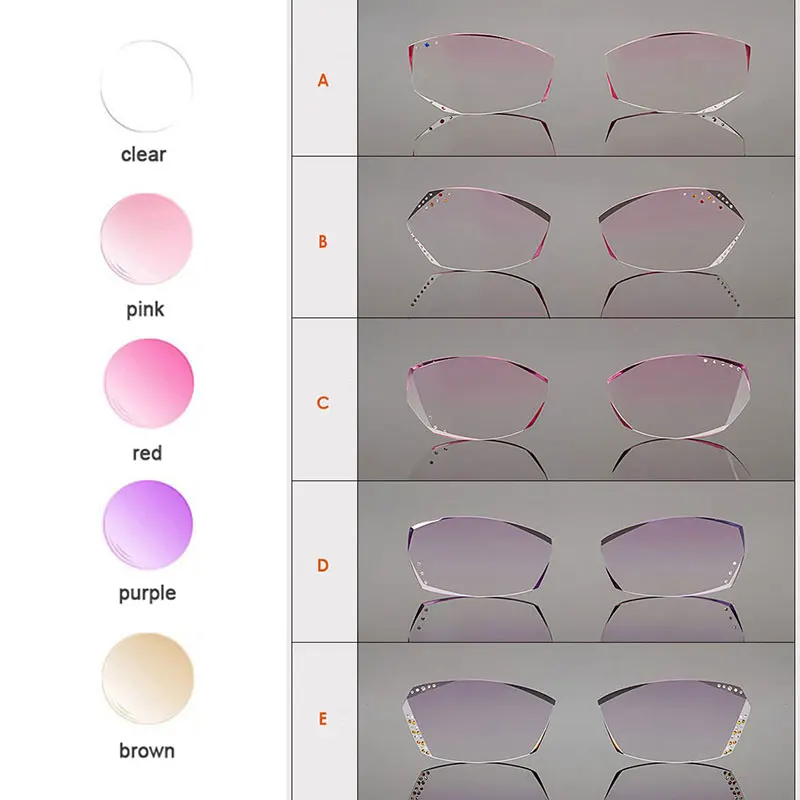 MR-8 Lenses for Women Rimless Diamond Cutted Glasses Frame,Customized Shape Choices and Optional Colors