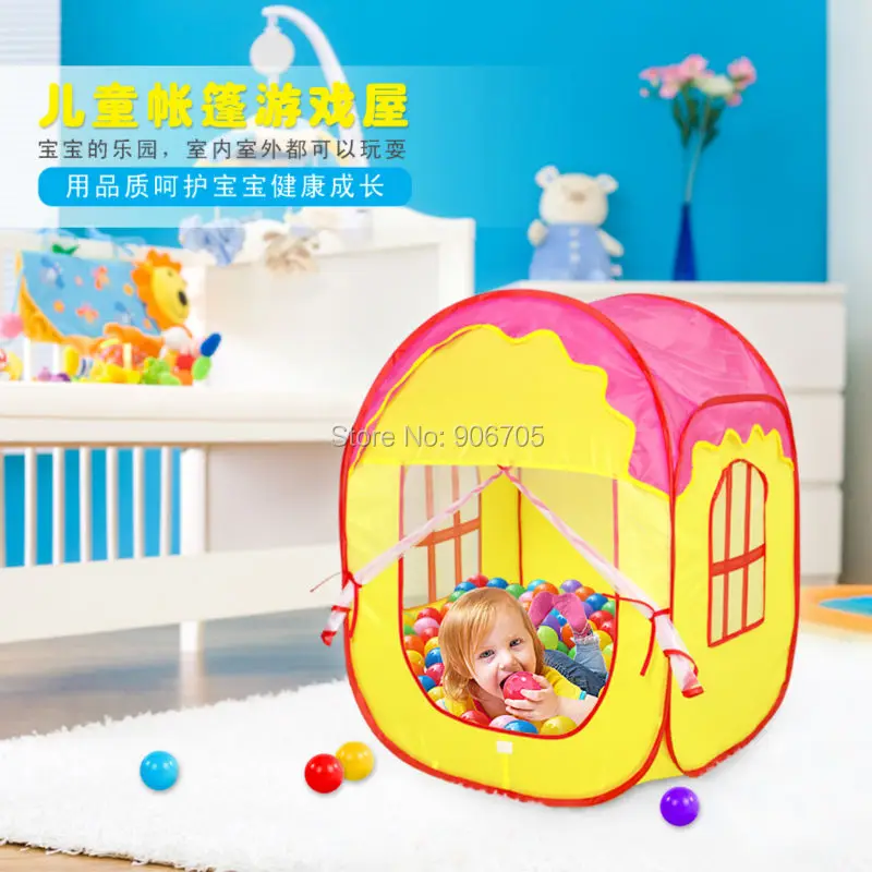 Portable Fairy Tale Princess Castle Childrens Indoor Outdoor Play Tent,pop up Play house of Kids Fun pink and blue