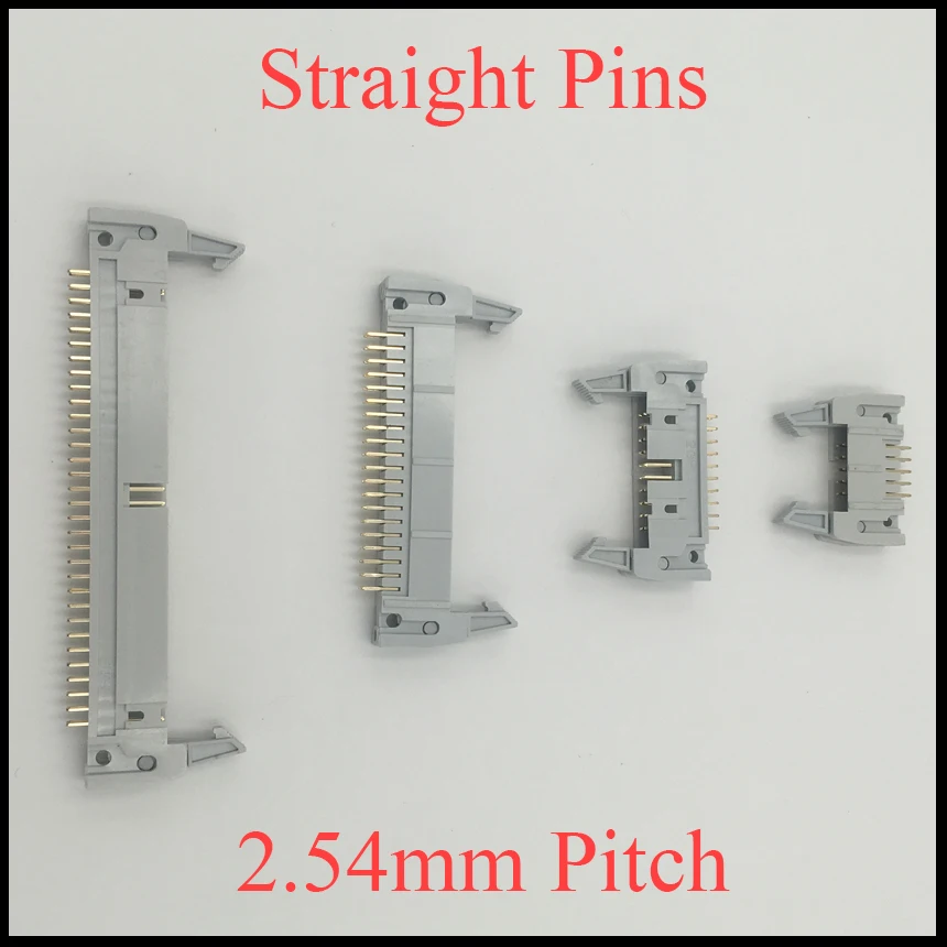 

DC2 10P 14P 16P 26P 2.54mm Pitch Right Angle Straight Ejector Header Connector Male PCB IDC Horn Socket Box