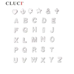 CLUCI Real 925 Sterling Silver Pendant for Jewelry Making 26 Letters Pendant for Women Only Pendant No Chain SF003SB