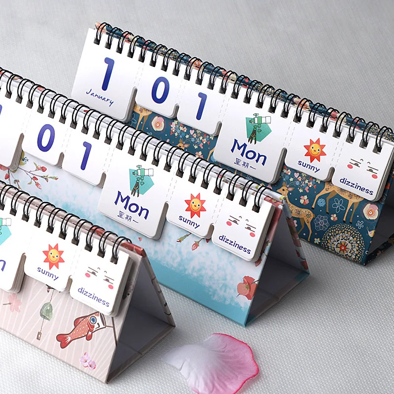 New 2024 Cute Animal Starry Sky Desk Calendar Tearable Perpetual Calendar Daily Table Planner 2024.01-2024.12