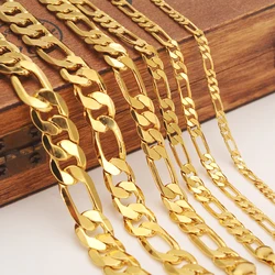 Bangrui 3mm 4mm 5mm 6mm 7mm 9mm 10mm Width Fashion Classic gold Color  figaro Chain link chain Necklace bracelet men Jewelrygift