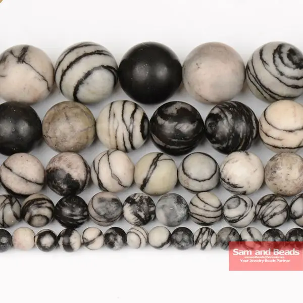 Free Shipping Natural Stone Smooth Round Spider Web stripe Beads 16