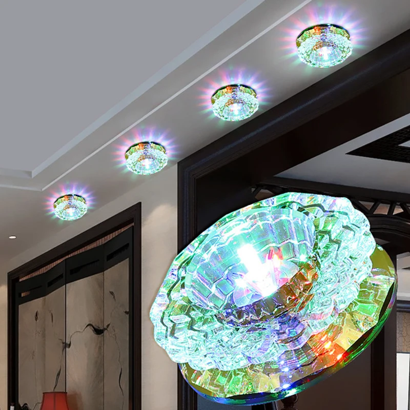 LAIMAIK Crystal Ceiling Light 3W Hall Lighting AC90-260V Porch Lamp LED Crystal Lamp Pumpkin LED Ceiling Aisle Corridor Light
