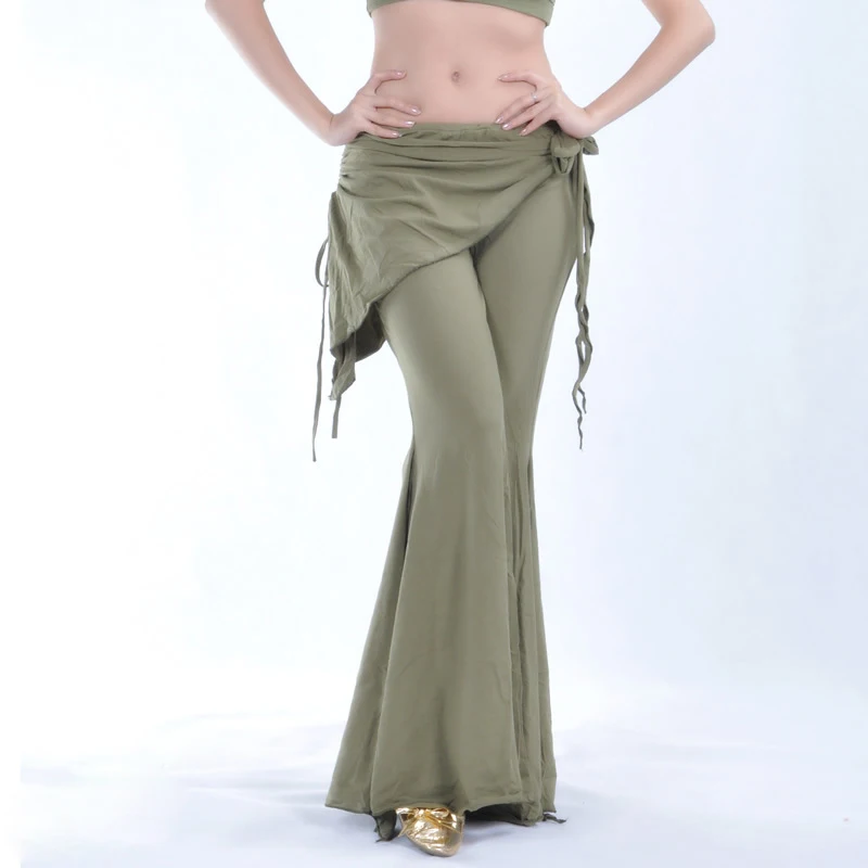 Tribal Fusion High Waist Flare Trousers Practice Pants with Panel Side Slits Gothic Belly Dance Pants