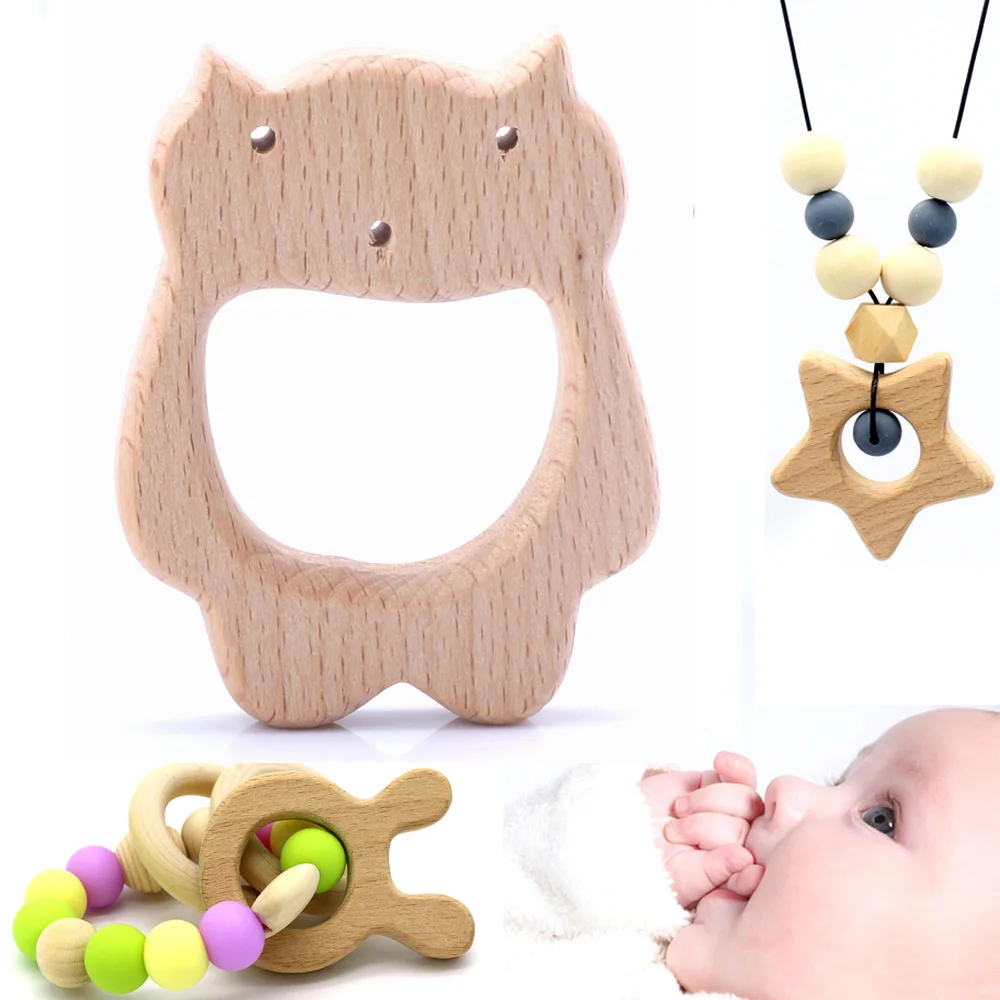 

OlingArt 51*62MM 2pcs/lot beech wooden unfinished Cartoon owl natural children's toys DIY Organic Eco-friendly jewelry Making