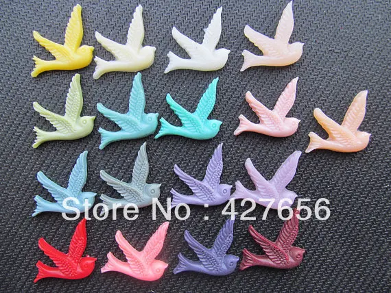 17pcs Multiclor Colors Flatback 19mm Resin Bird/Dove/Swallow Cabochon/Cameo Pendant Charm,fit Base Setting Tray ,DIY Accessory