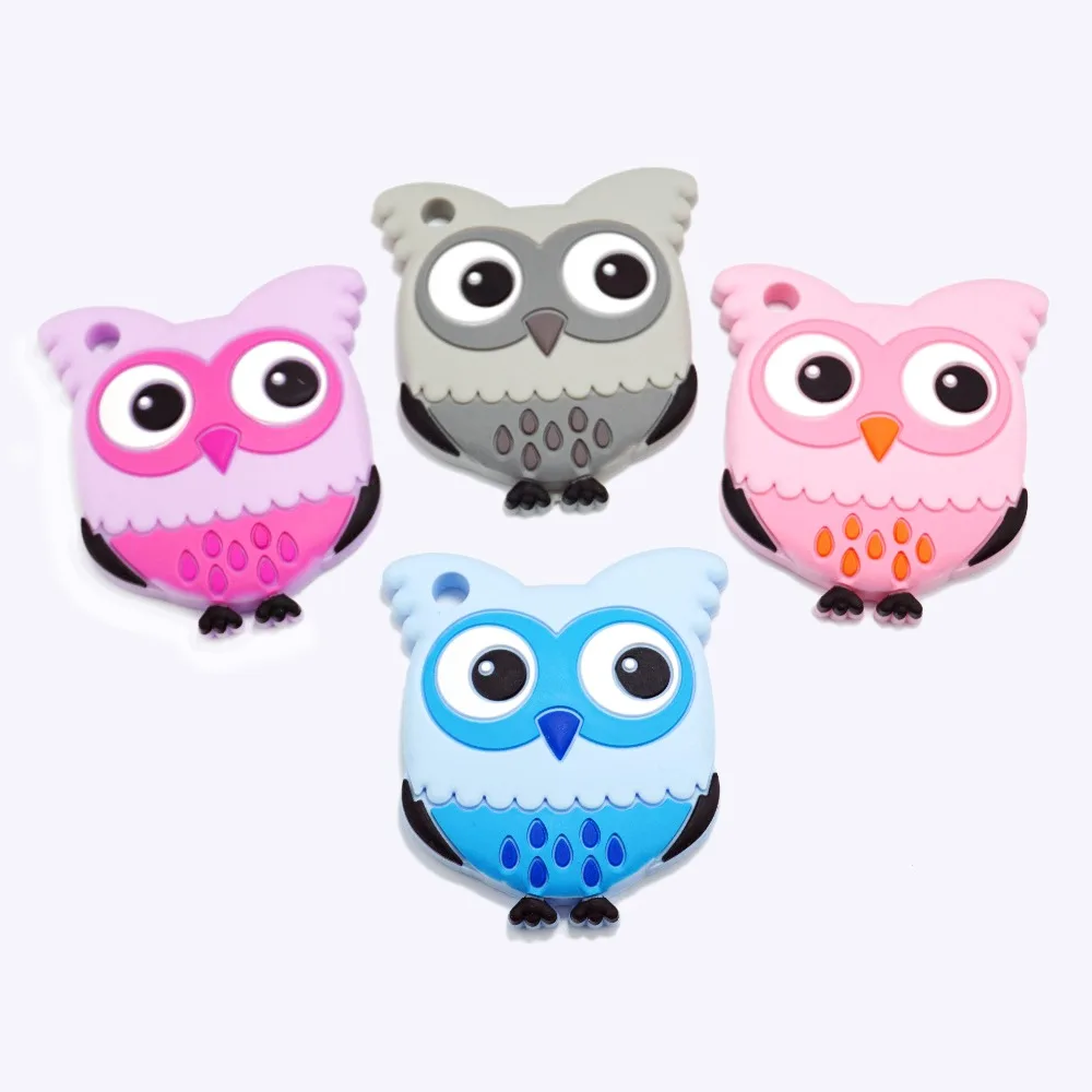 

1PCS Silicone Teethers Animal Owl Baby Teether BPA Free Food Grade Silicone Chewable Charms Baby Teething Gift Toddler Toys