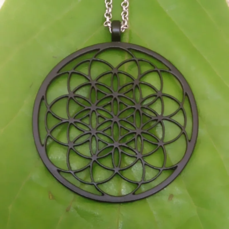 Seed Of Life Necklace  Geometric Pendant Sacred Geometry Flower of life necklaces & pendants With 60 cm box chain for women