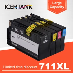 ICEHTANK Replacement For HP 711 XL Ink Cartridge 711XL For HP711 DesignJet T120 T520 Printer CZ133A CZ130Z CZ131A CZ132A Full