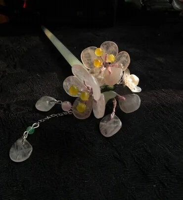 Soapstone Apricot Flower Fang Ying Ye Classical Hair Stick Vintage Jewelry Hanfu Costume Hair Accessory