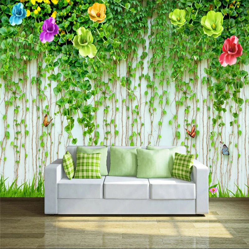 Customized wallpaper 3D high-definition flower vine wall living room TV  sofa background wall home decoration mural