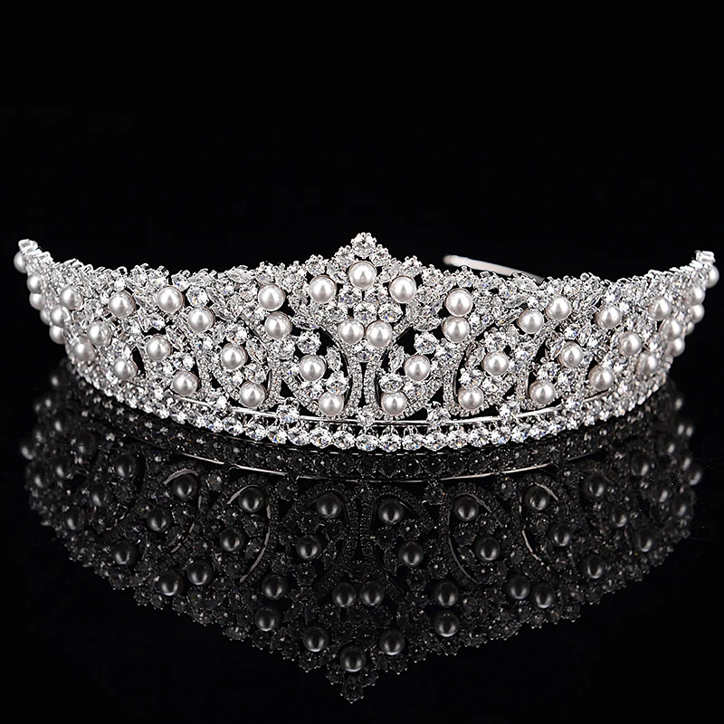 Crown Headband Fashionable Pearl Design Wedding Hair Accessories Luxury Jewelry For Women AAA+ Zircon BC4955 Corona Princesa