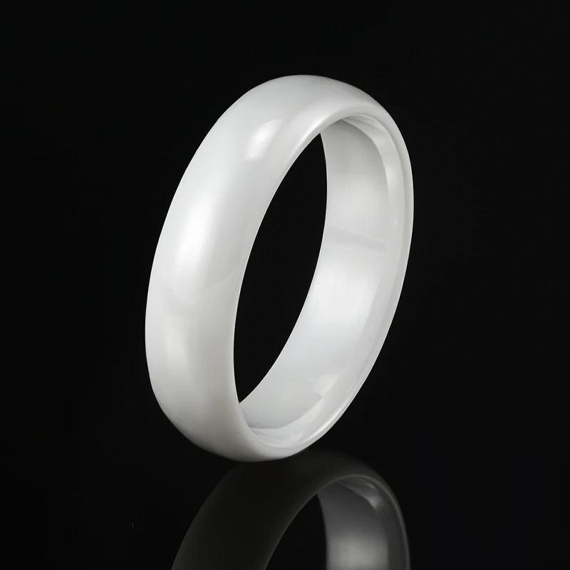 Wholesale Ceramic Jewelry wide 4mm And 6mm Top Quality Beautiful Black White Smooth Radian Ceramic Ring For Women Girl Anillo