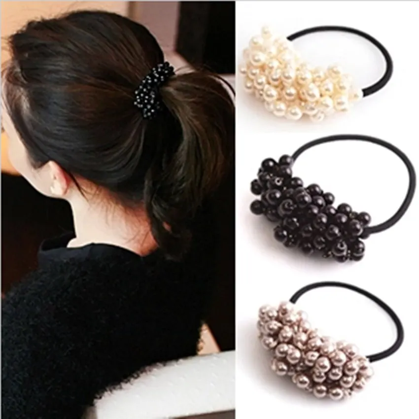 Hot Sale pearl Women Girls Seamless Hair Rope Charming Pearl Elastic Hair Bands Hair Accessories