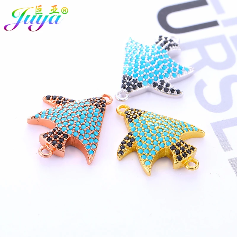 DIY Jewelry Findings Colorful Stones Fish Charm Connectors Accessories For Women Handmade Bracelet Earrings Jewelry Making