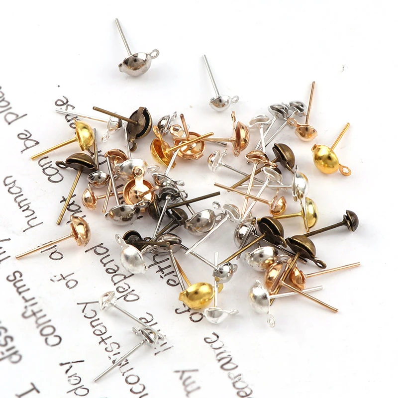 50 قطعة 4 مللي متر 5 مللي متر 6 مللي متر 8 مللي متر القرط آخر دبوس مسمار مع حلقة أقراط DIY بها بنفسك صنع المجوهرات النتائج الإكسسوارات #4