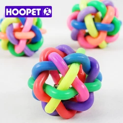 HOOPET Pet Puppy Dog Cat Training Palying Toy Chewing Colorful Soft Rubber Round Ball With Bells