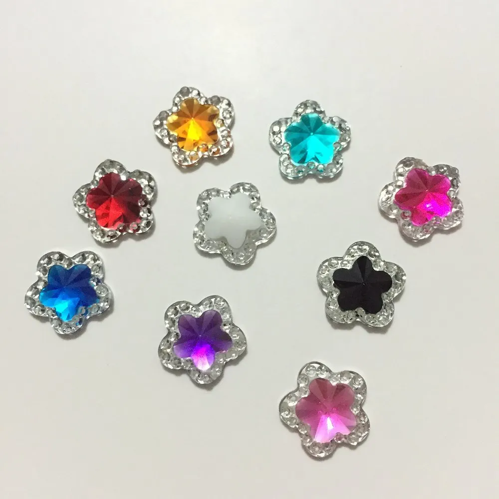 HOT 40PCS Random  Mixed color Resin 12MM Resin flower Flatback Crafts Appliques/ DIY Crafts C13A