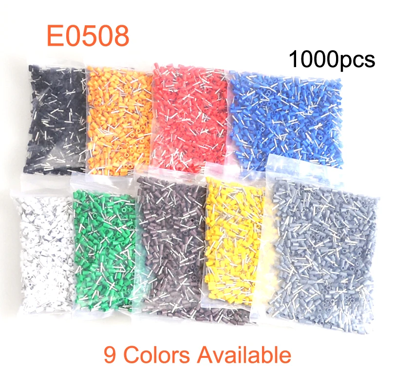 

300/1000pcs Tube Insutated Crimp Terminals Electrical Cord End Terminal Block Connector E0508 Wiring Cable Ferrules VE 22AWG