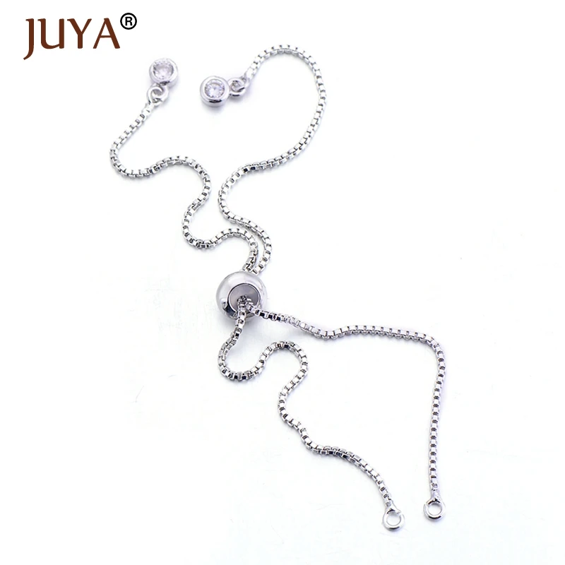 Łańcuszek do wyrobu biżuterii DIY akcesoria do bransoletki miedź cyrkon prosty regulowany łańcuch suwakowy Chaine wlać produkcję Bijoux