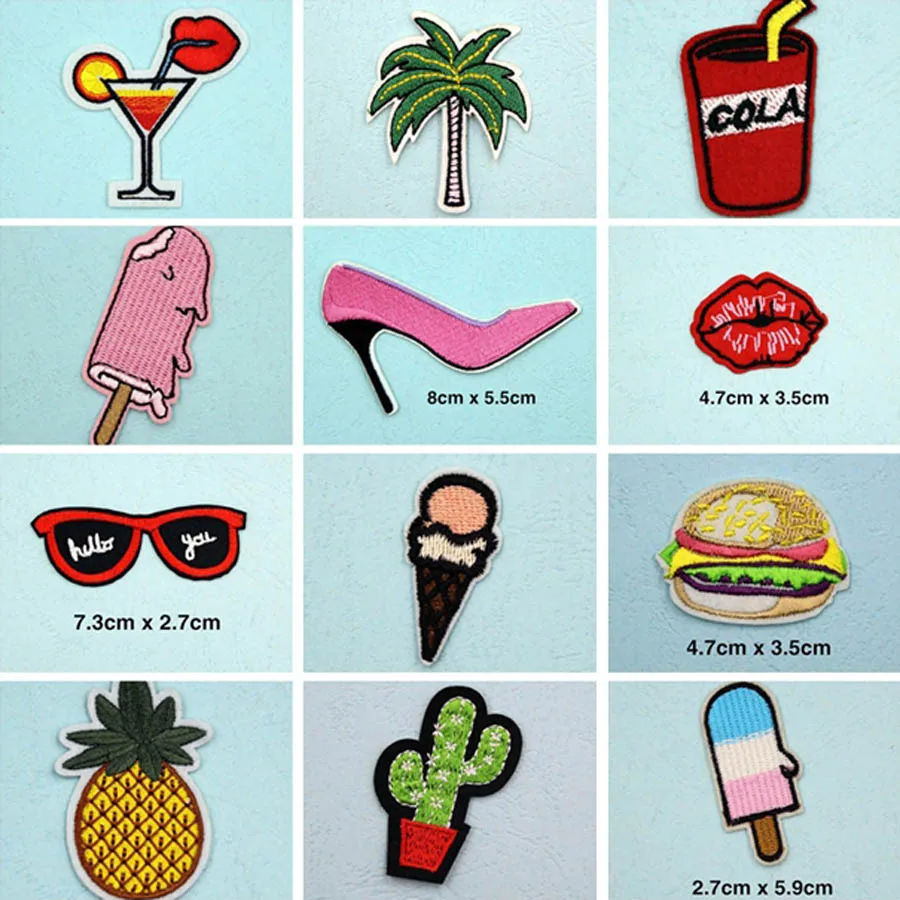 Glasses Mouth Ice Cream Patches Cap Shoe Iron On Embroidered Appliques DIY Apparel Accessories Patch Clothing Fabric Badges BU2