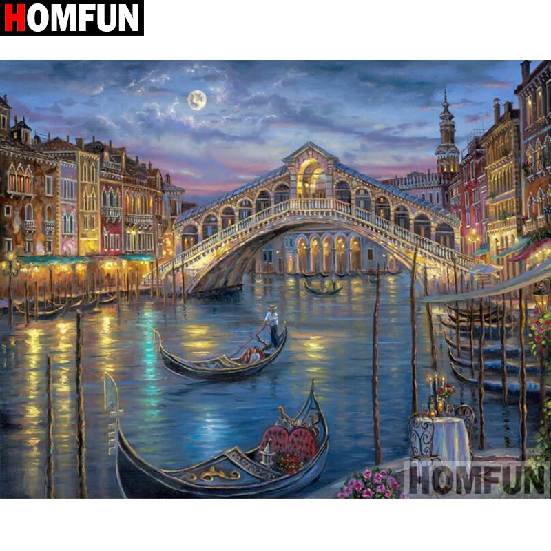 

HOMFUN Full Square/Round Drill 5D DIY Diamond Painting "night view" Embroidery Cross Stitch 5D Home Decor Gift A16432