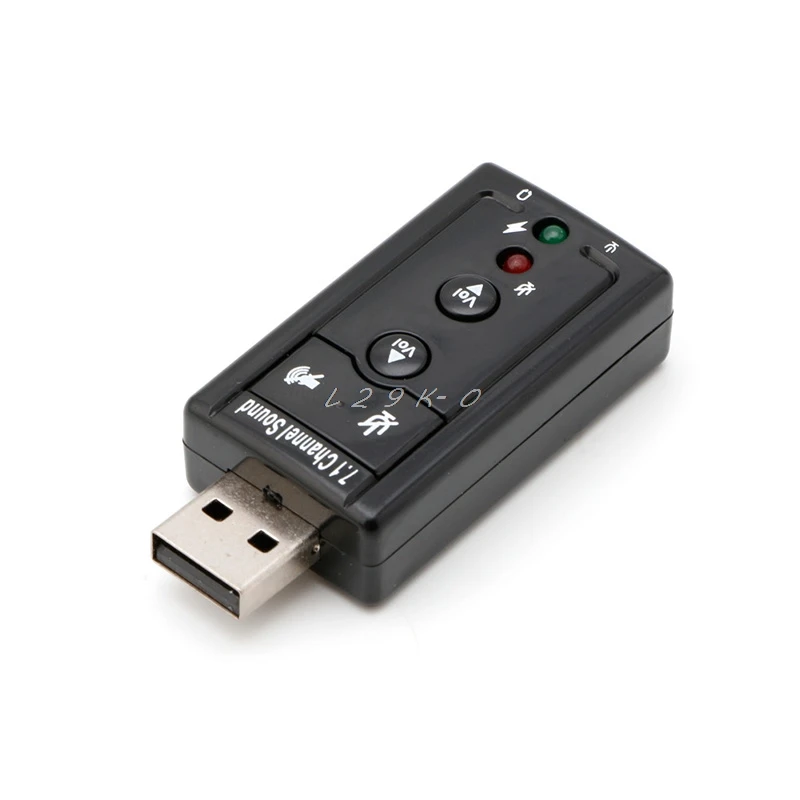 USB2.0 External 7.1 Channel 3D Virtual Audio Sound Card Adapter PC Laptop Black