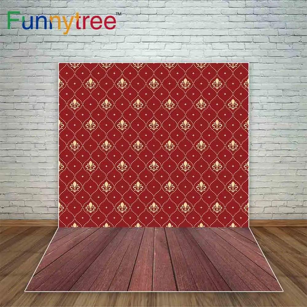 Funnytree backgrounds for photography studio red wall paper Wooden floor diamond dots vintage computer Printing Background