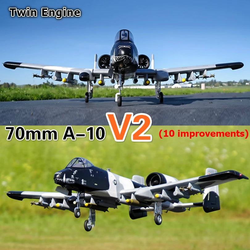 FMS 70mm Ducted Fan EDF Jet A-10 A10 V2 Twin Engine 6CH 6S EPO PNP RC Airplane Model Hobby Plane Aircraft Avion EPO