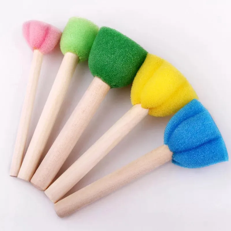 5Pcs/Lot Creative Sponge Brush Children Art DIY Painting Tools Baby Funny Colorful Flower Pattern Drawing Toys Gift