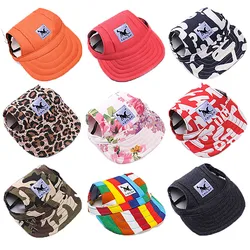 Cute Dog Baseball Hat Canvas Cap Adjustable With Ear Holes For Small Pet Dog Cats Outdoor Accessories Outdoor Pet Products 7D35