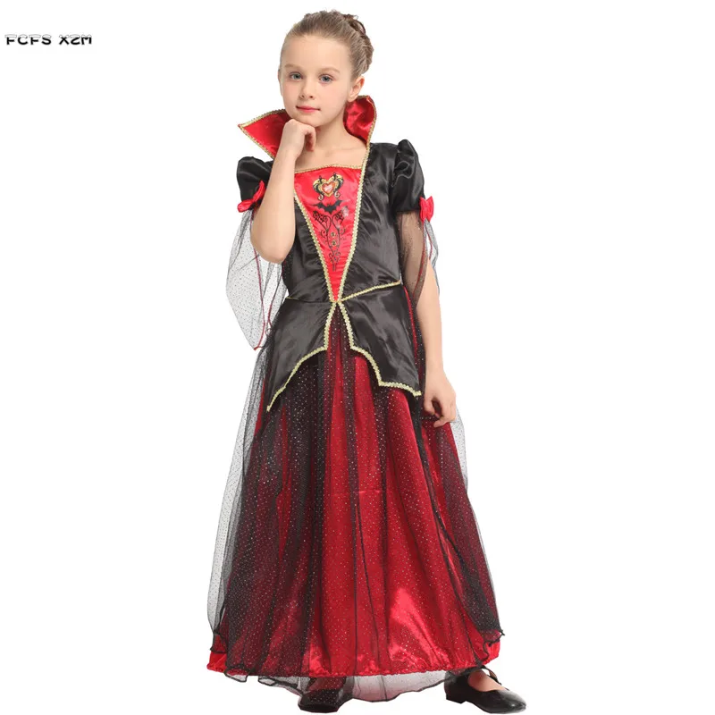 Disfraz de vampiro de Halloween para niños y niñas, disfraz de princesa reina, Carnaval, Purim, mascarada, fiesta de juegos de rol, vestido de noche