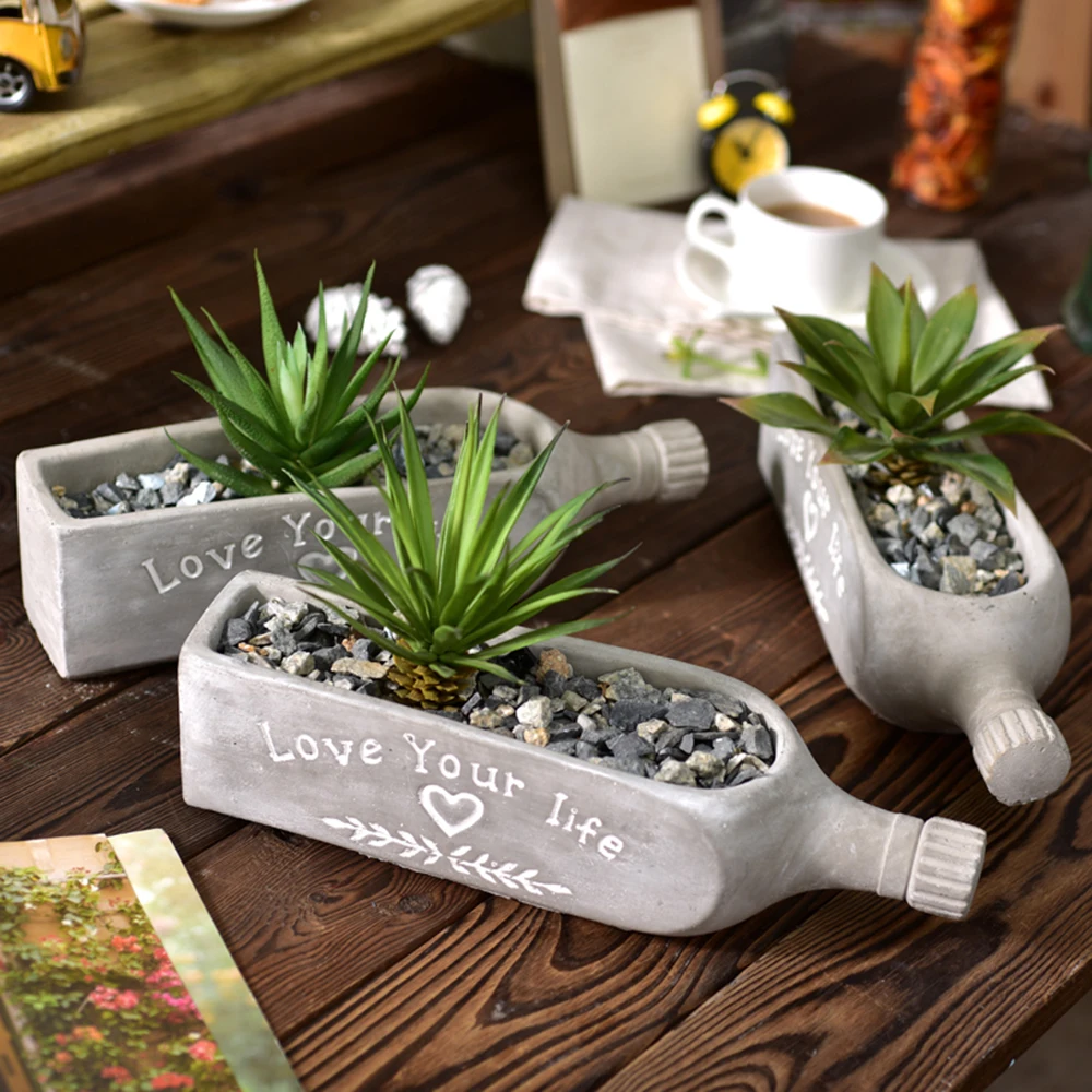 cement flowerpot silicone mold succulent plant potting mold concrete household furnishing parts bottle shape flowerpot molds