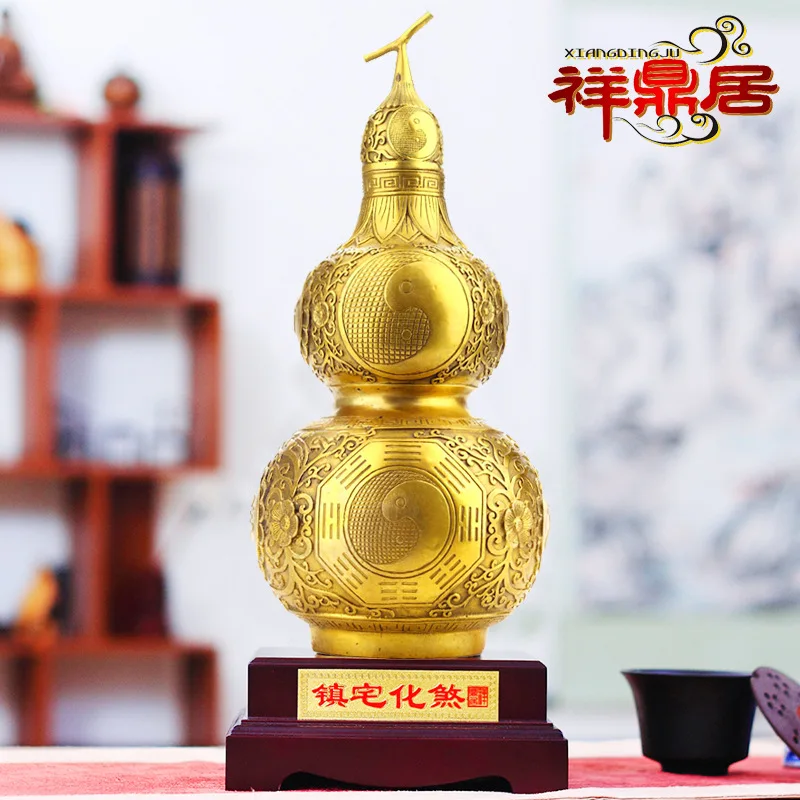 Lucky town house defends the evil spirits home crafts opening gossip copper gourd feng shui ornaments large copper gold