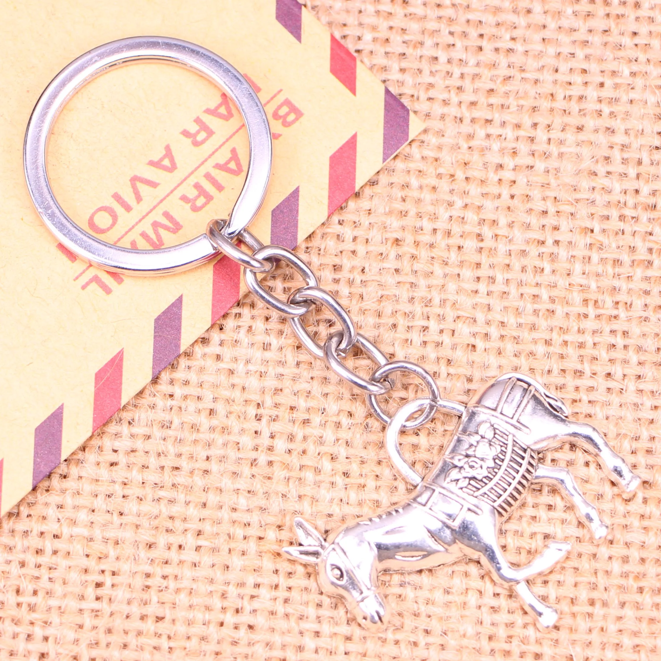 20pcs New Fashion Keychain 33*30 mm donkey burro Pendants DIY Men Jewelry Car Key Chain Ring Holder Souvenir For Gift