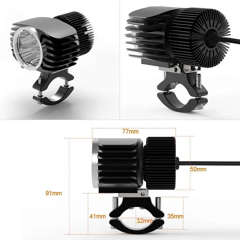 Faro LED para motocicleta, 18W, 2700Lm, superbrillante, blanco, antiniebla, DRL, luces de conducción para caza (1 pieza) SAARMAT