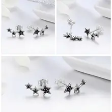 Sterling Silver Star CZ Earrings Women #4