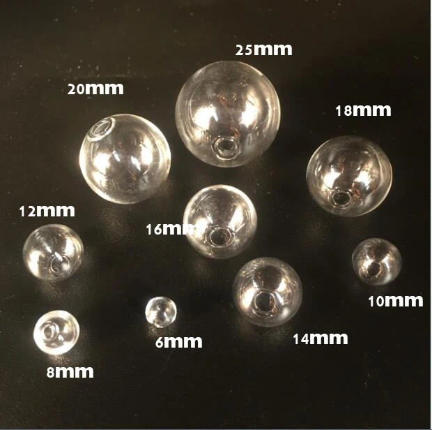 10piece 6-25mm hollow glass ball beads with hole round bubble vial glass globe orbs jewelry findings glass locket different size