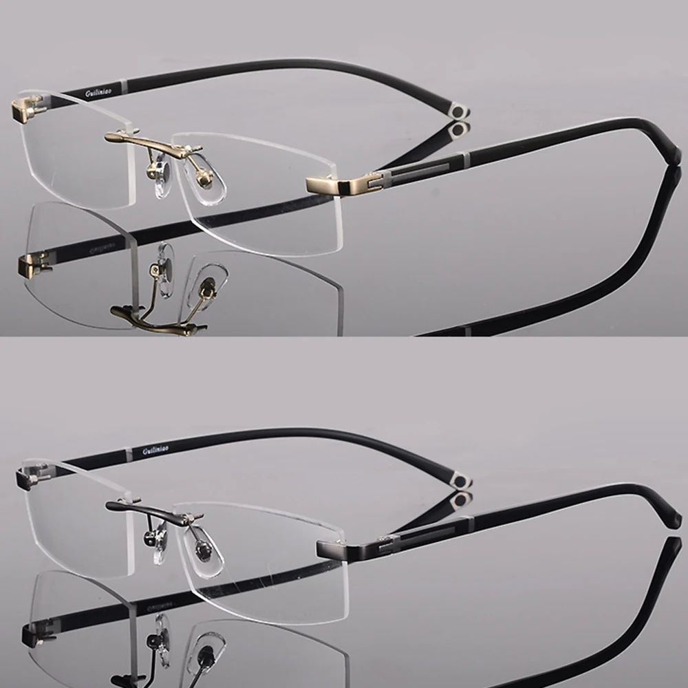 NOMANOV = Progressive Multifocal Reading Glasses Titanium Alloy Rimless TR90 Cut  See Near And Far TOP 0 ADD +0.75 To +3