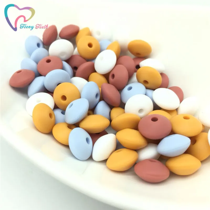 

50 PCS Lentils Abacus Silicone Beads Teething Necklace Baby Pendants Toy Accessories Silicon Pacifier Beads BPA Free DIY Gifts