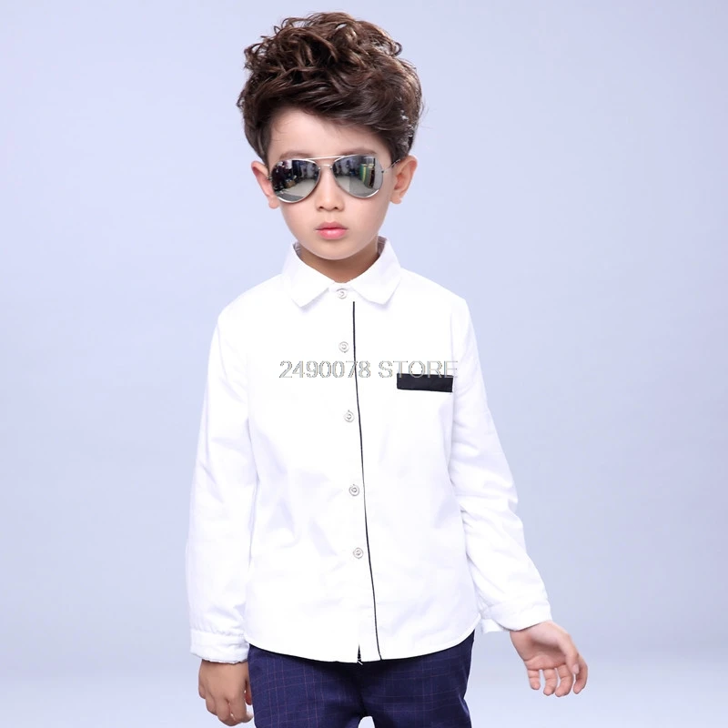 Teenage Boys Shirts School Shirt for Boys Turn Down Collar Shirt For Boys School Kids White Blouse Clothes 6 8 10 12 14 Year