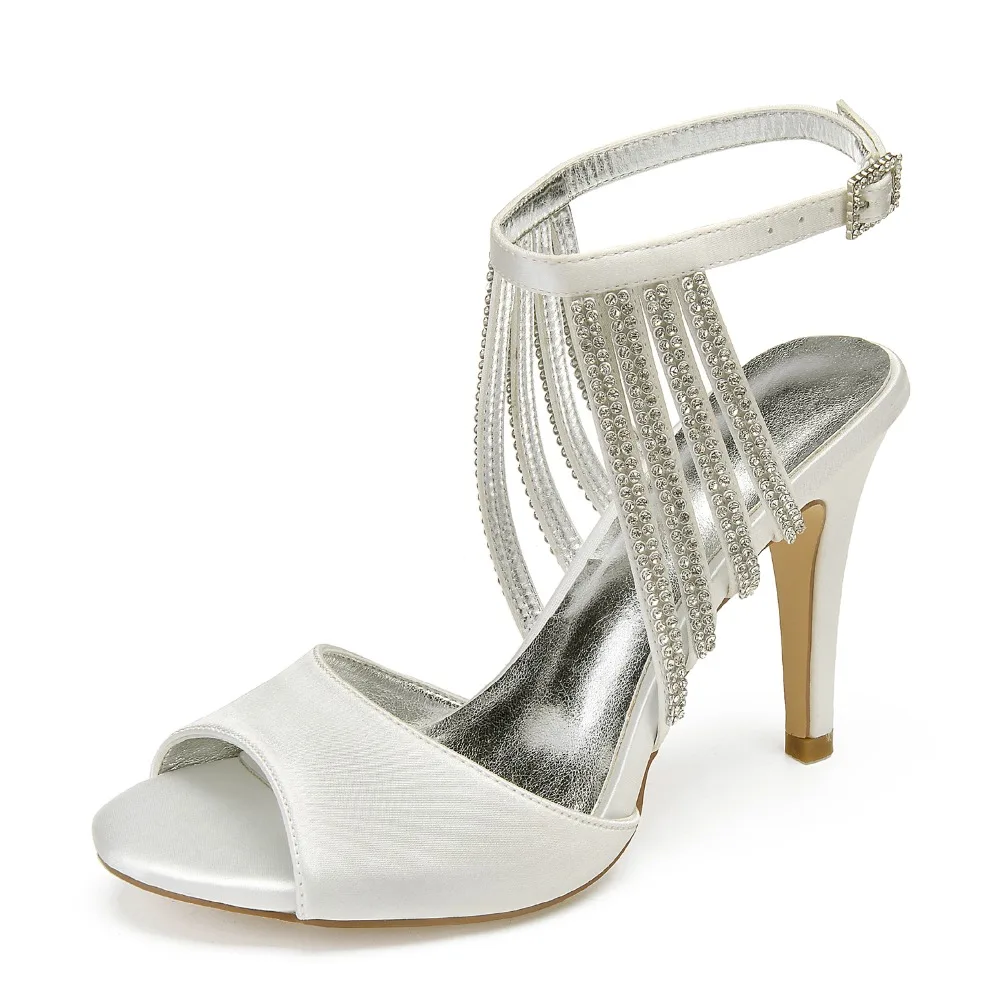 

Туфли-лодочки женские атласные, тонкий ремешок на щиколотке, стразы со стразами, высокий каблук, обувь для свадебвечерние НКИ, выпускного вечера