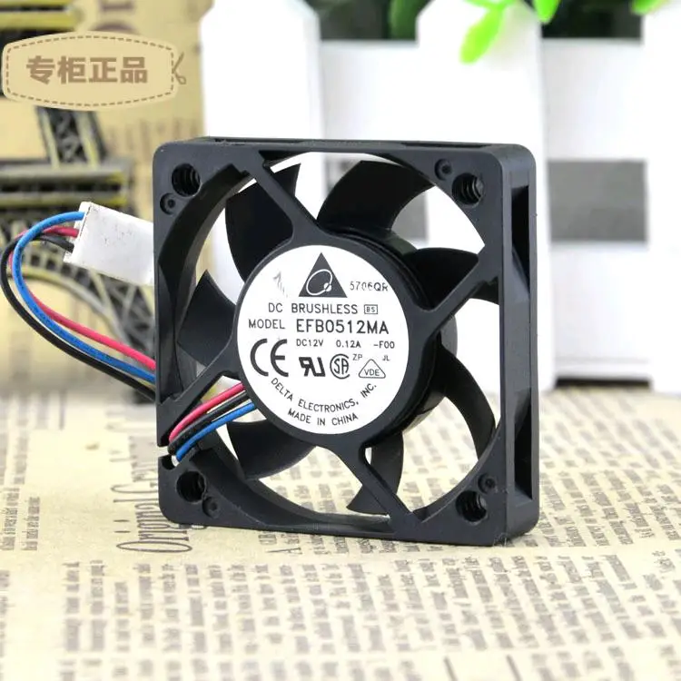 Free Shipping  Delta EFB0512MA 5010 5cm 12V 0.12A three wire speed axial cooling fan