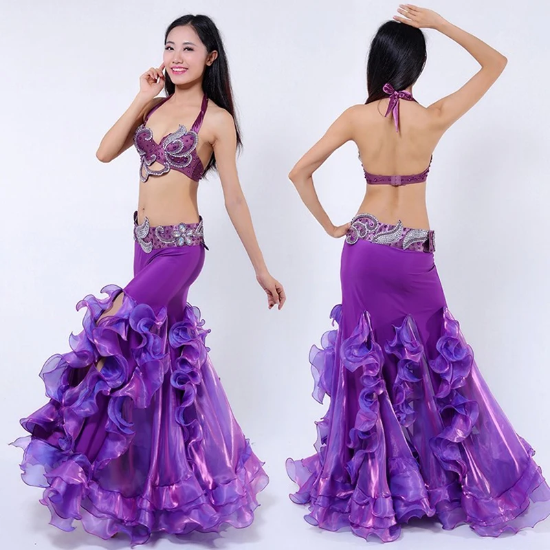 Nuovo Lusso di alta qualità Costumi di Danza Del Ventre Reggiseno/Cinghia/Pannello Esterno Sexy Abiti danza del ventre Costume Orientale 2 pz --- 3 pz/set disponibile