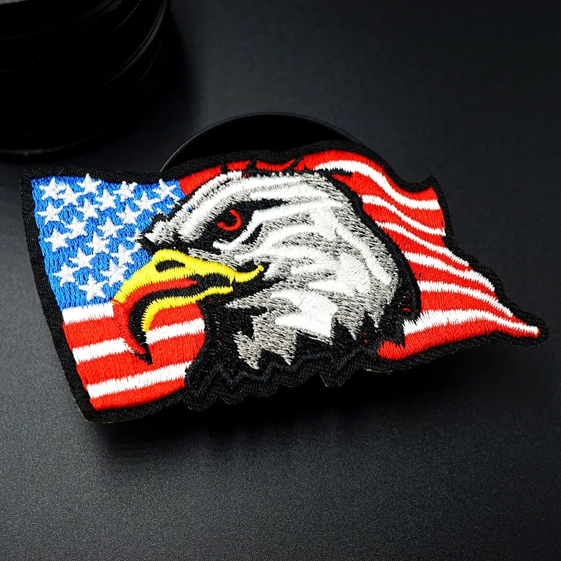 Eagle Size:5.1x9.0cm Embroidered Patch for Clothing Iron on Sew Applique Cute Fabric Clothes Shoes Bags DIY Decoration Patches