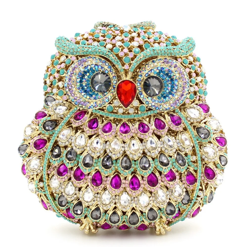 BL006 Animal braccialini Owl women bags pochette handmade prom Clutch evening bags Luxury party bags crystal clutch bags