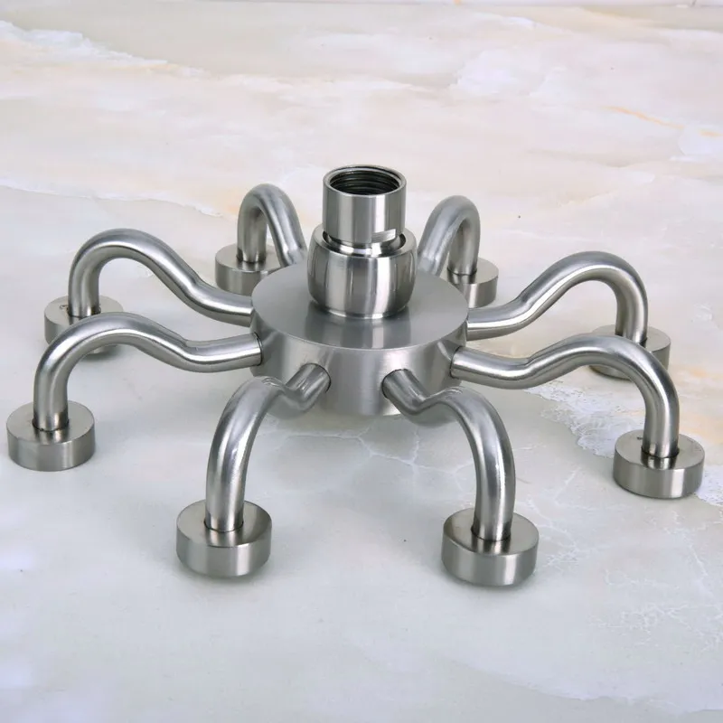Pomme de douche à huit griffes en laiton Nickel brossé, 8 pouces (1/2 pouces), accessoire de salle de bain (Standard) ash214